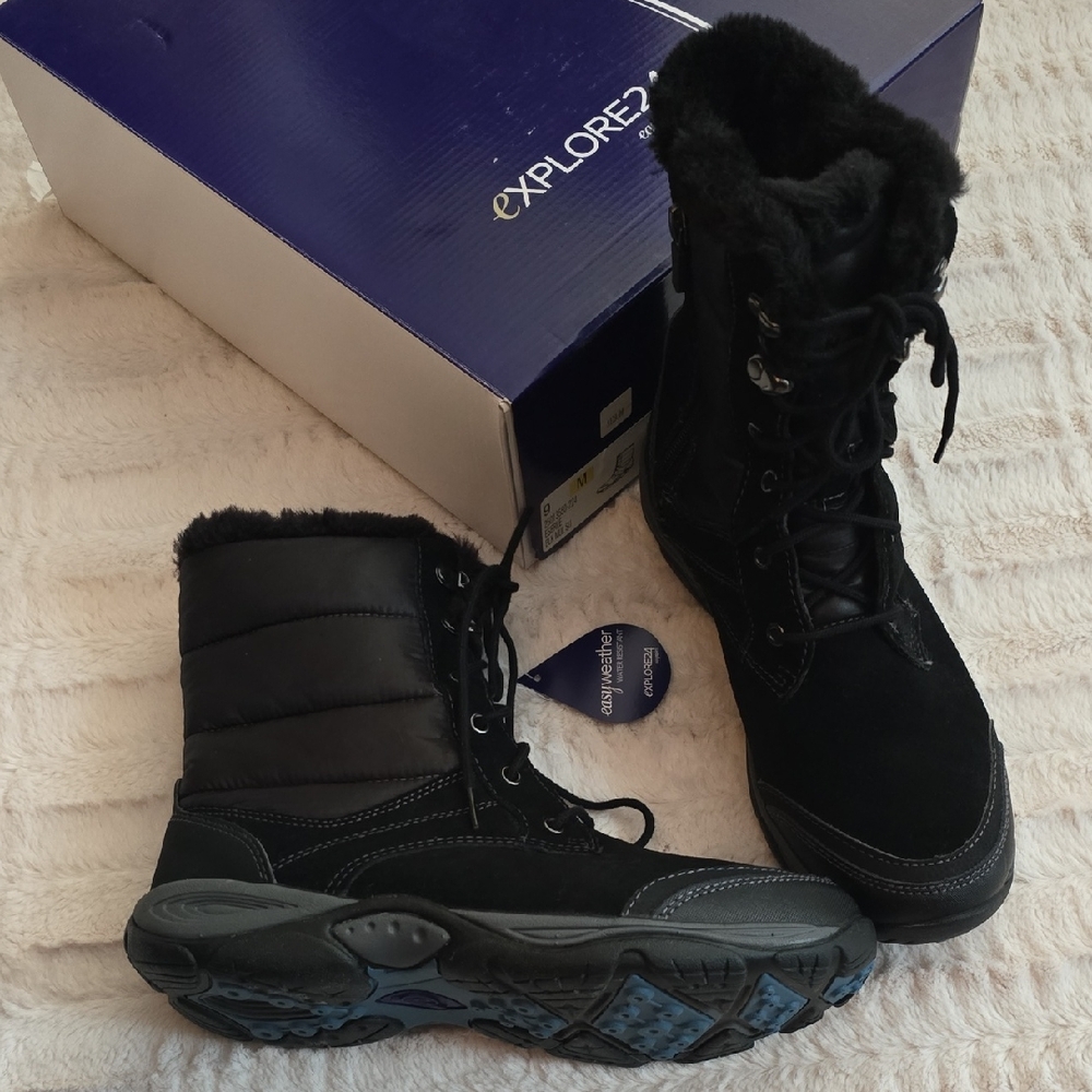 Easy Spirit Black Winter Boots with Plush Lining